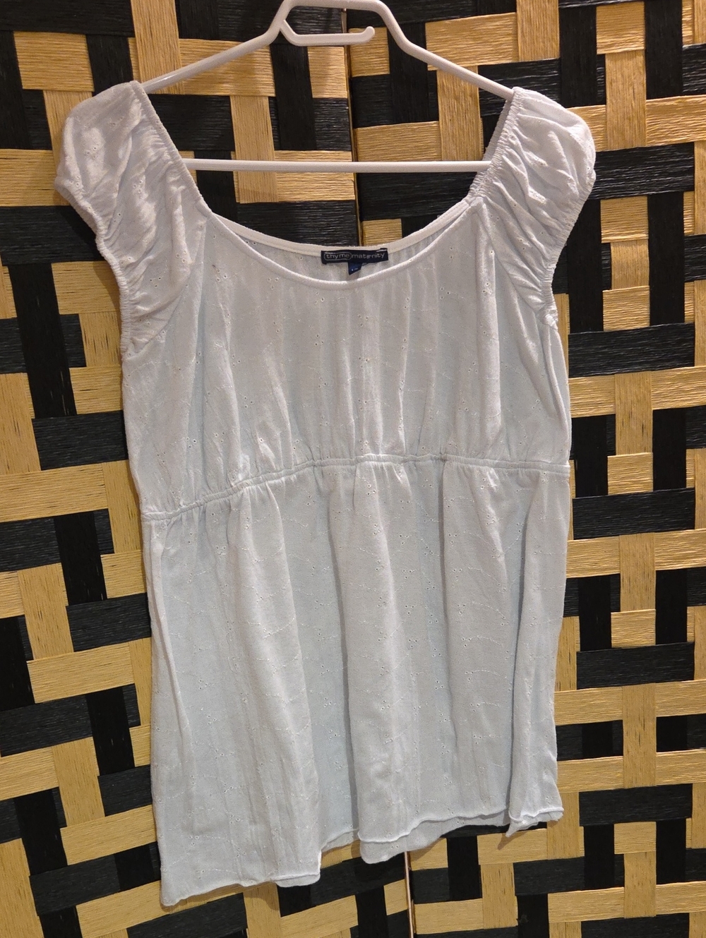 Thyme Maternity light blue short sleeve empire tunic